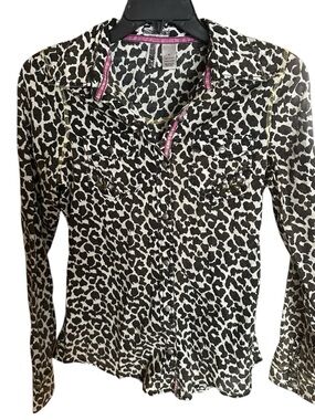 BKE Black and White Leopard Print Button Down Shirt- Like new!!!